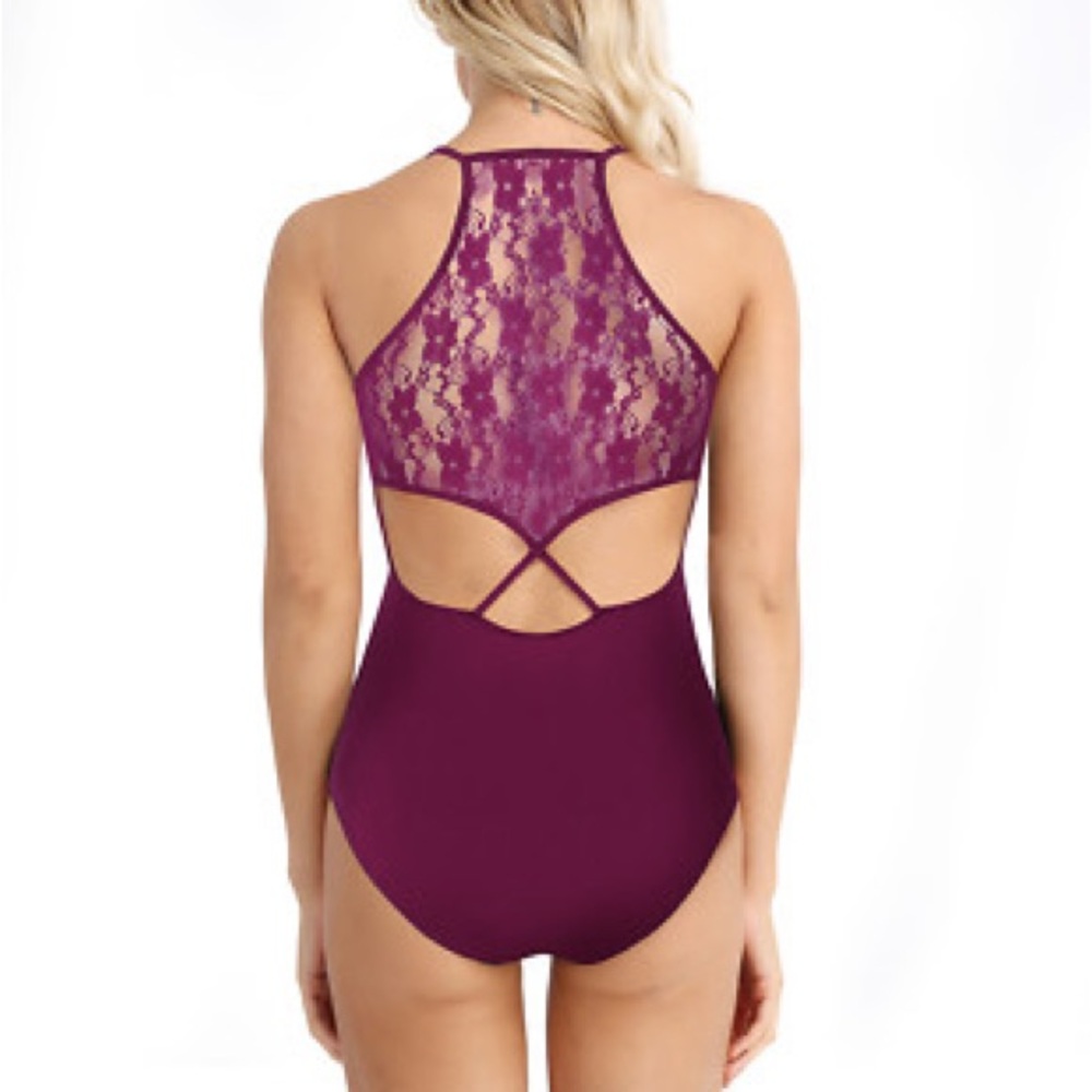 Balera Elegant Burgundy Lace Leotard - Picture 3 of 6